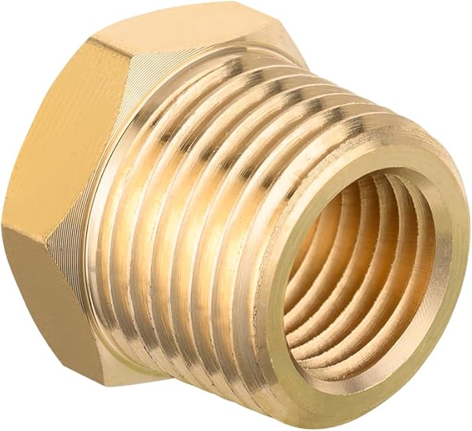 (Pack of 10) EFIELD Brass Reducer Hex Bushing 1/4" Male NPT X 1/8" Female NPT Threaded Pipe Adapter Fittings,(NPT021)