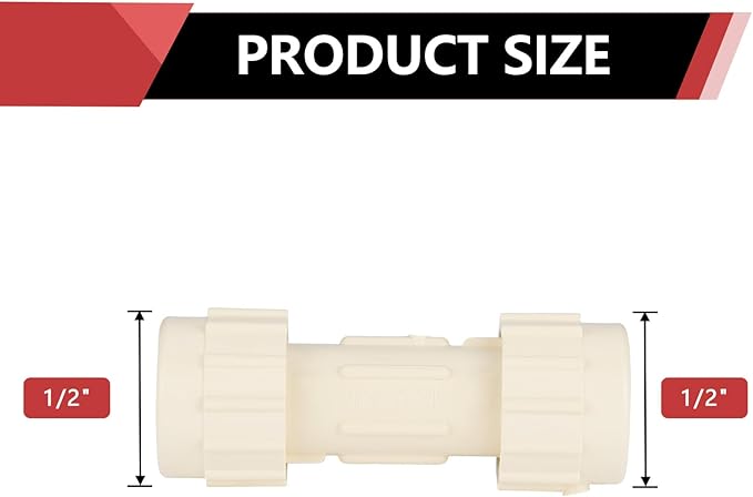 (Pack of 20) EFIELD 1/2"Compression Coupling,CPVC Fittings for Plumbing Installations and Repair (1/2"x1/2"COM),(CPVC048-2-20PCS)