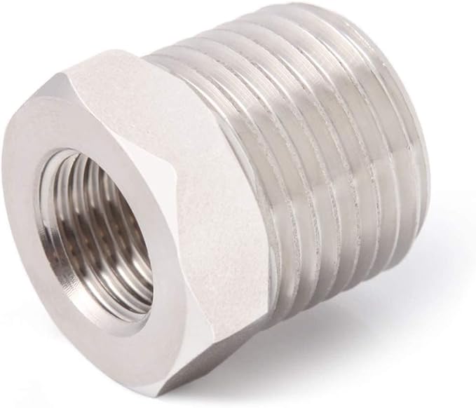 Stainless Reducer Bushing NPT 1" Male to 1/2" Female Reducing Hex Pipe Fitting