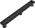 Linear Shower Floor Drain, Black 28 Inch 304 Stainless Steel Bathroom Drains Kit, Rectangular Shower Trench Drain with Reversable Tile-in Pattern Drain Cover & Hair Catcher