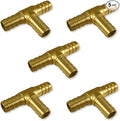 1/4" Brass Hose Mender Tee Barb Union/Connector 3-Way Fitting | 179-0404C (5-PACK)
