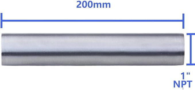 CONSTELLAR 304 Stainless Steel Pipe Fitting - 1" NPT Female x 1" NPT Female Threaded Thickened Pipe Wall, 200mm (8 inch) Length Heavy Nipple Seamless Pipe (1 Pcs)