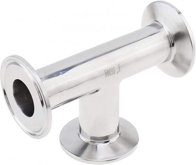 3-Way Tri-Clamp Tee Sanitary Fitting, 304 Stainless Steel, 1-inch OD (25 mm), Fits 1.5-inch Tri Clamp
