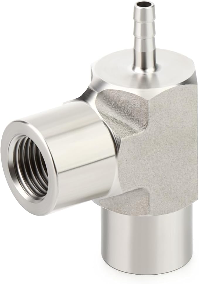 TAISHER 2PCS Forging of 304 Stainless Steel 3 Way Tee Hose Barb Fitting, 1/8" Hose Barb x 1/8" FNPT x 1/8" FNPT for Fuel/Air/Lquid/Gas with 4PCS Hose Clamp