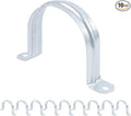 2-6/16 Inch Reinforced Rigid Pipe Strap, 2 Holes U Bracket Cable Clamp Hanger, Zinc Coated Tension Tube Clip, Conduits Strap Clamps for Pipe Fixing on Various Surfaces, 10 PCS(63 mm)