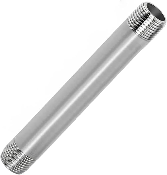 304 Stainless Steel Nipple Pipe Fitting 3/8" NPT X 3/8" NPT Male Thread Cast Pipe Fittings 8" 200mm Length 1PC