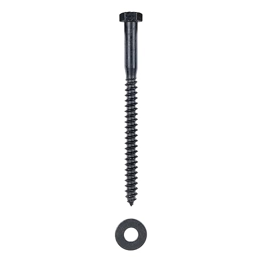 1/4 x 4 (50 Pack) Lag Screw Kit, 50 Screws and 50 Washers, Ceramic Black Ruspert Coating for Exterior Use, Meets ASTM A307 and ASME B18.2.1, Industrial/Commerical Grade by Makers Bolt