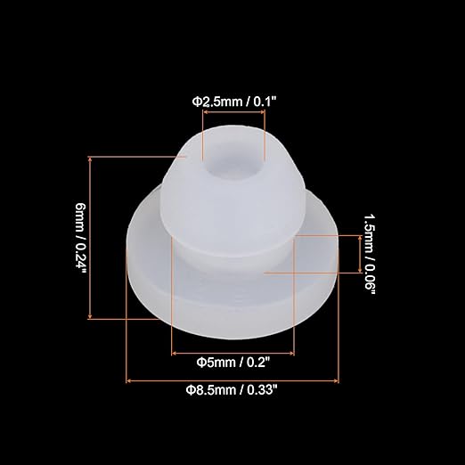 MECCANIXITY 20Pcs Snap Rubber Grommet Plug Mount Dia 5mm ID 2.5mm Narrow Groove Width 1.5mm Seal Anti-Scratch for Electrical Box Cable Pipes Transparent