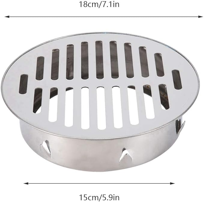 Floor Drain Cover, Stainless Steel Round Anti Blocking Round Grate Cover, Balcony Snap-in Drain Drain Strainers for Bathroom, Kitchen, Washroom, Patios(160 Flat Mouth)