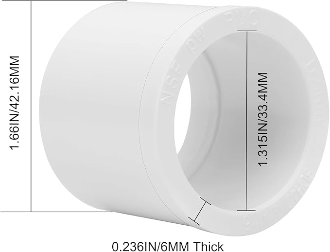 10Pack 1-1/4"x 1" PVC DWV Reducing Bush Adapter Pipe Fitting SCH40 PVC Reducer Bushing (Socket x Socket) PVC Pipe Reducing Bushing Fitting for Home Sewer Plumbing