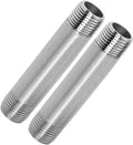 304 Stainless Steel Nipple Pipe Fitting 3/8" NPT X 3/8" NPT Male Thread Cast Pipe Fittings 4" 100mm Length (pack of 2)