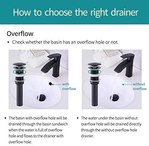 Bathroom Sink Drain with Overflow Vessel Sink Stopper Pop Up Drain Assembly Matt Black D500031B