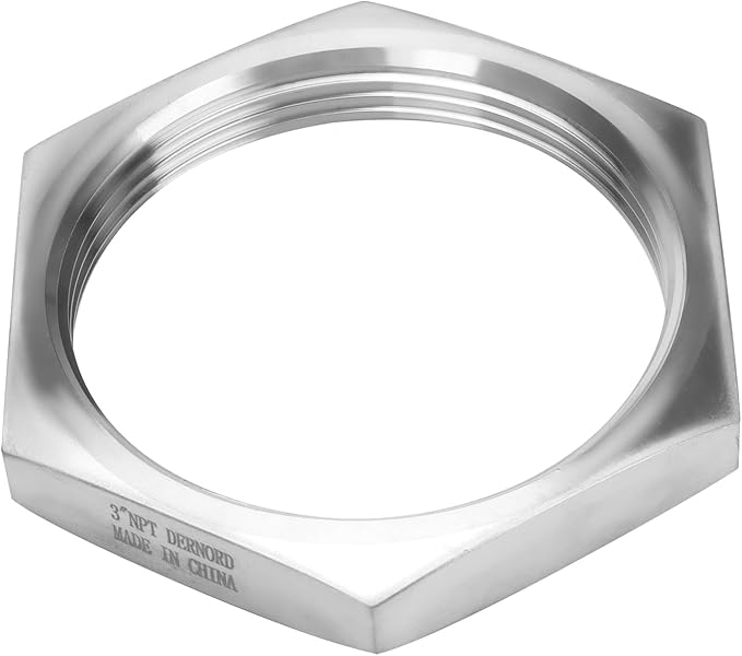 DERNORD Cast Pipe Fitting Stainless Steel 304 Hex Locknut NPT Female 3" (Pack of 1)