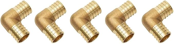 3/4 Inch PEX Barbed Elbow 90 Connector Fitting Crimp Brass for PEX Pipe Tubing, No Lead 10 in Pack
