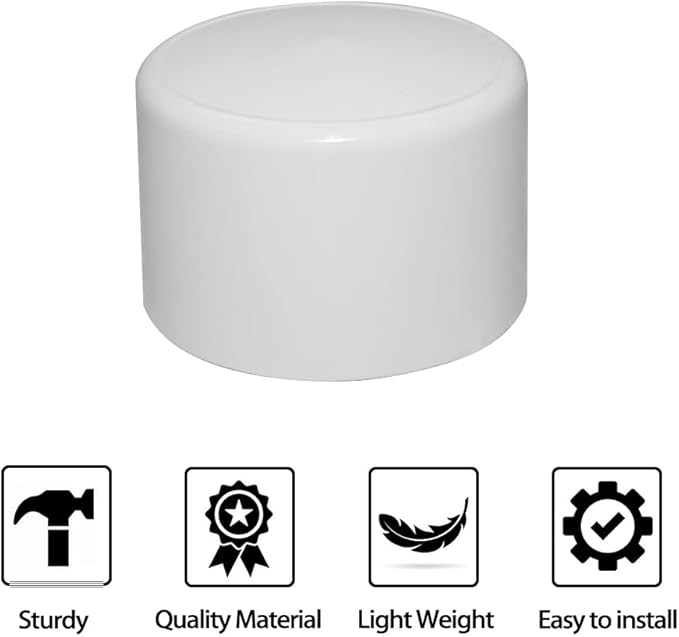 20PCS 3/4" PVC Cap Pipe End Plug Socket Adapter Fittings Slip Schedule(SCH) 40 for DIY Garden Shelf Home Industrial