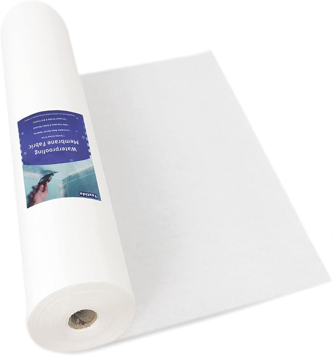 3.3 Ft x 66 Ft Waterproofing Membrane Fabric, Reinforcing Anti Fracture Geo Textile Mesh Drywall Tape, Liquid Waterproof Membranes Roof Tape for Shower Wall, Seams, Joints