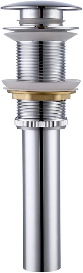 KES Bathroom Sink Drain Without Overflow Vessel Sink Lavatory Vanity Pop Up Drain Stopper Polished Chrome for 1.6"-1.9" Sink Hole, All Metal Rustproof Brass and 304 Stainless Steel, S2008D-CH