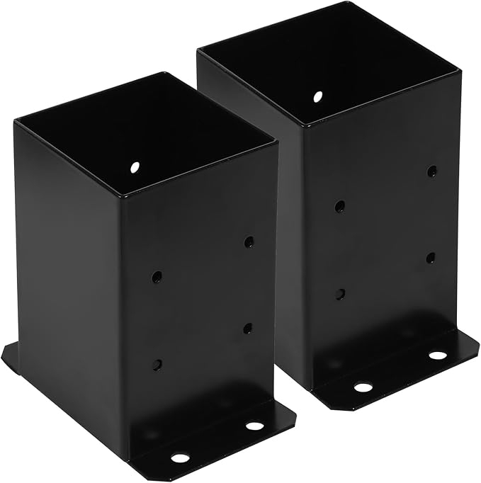 4x4 Post Base 2Pcs Wood Fence Post Bracket Anchor Base Brackets Deck Post Base for Pergola Railing Mailbox Deck (Inner Size 3.6x3.6)