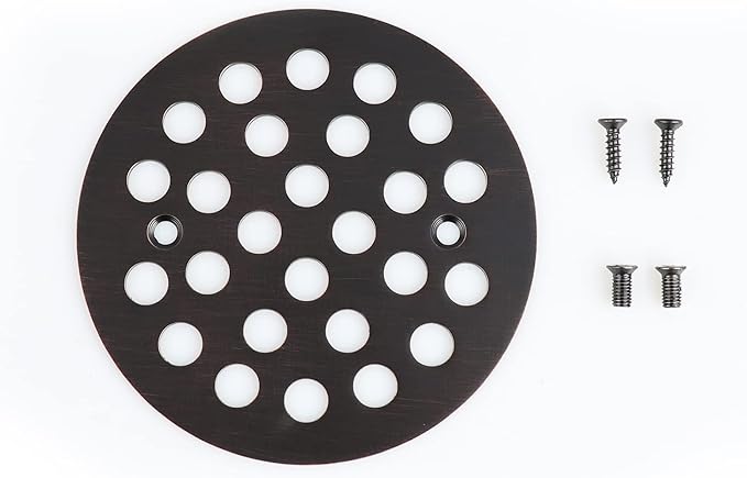 4-1/4 Inch Screw-in Round Floor Drain Cover Replacement Shower Drainer Grates (Oil Rubbed Bronze)