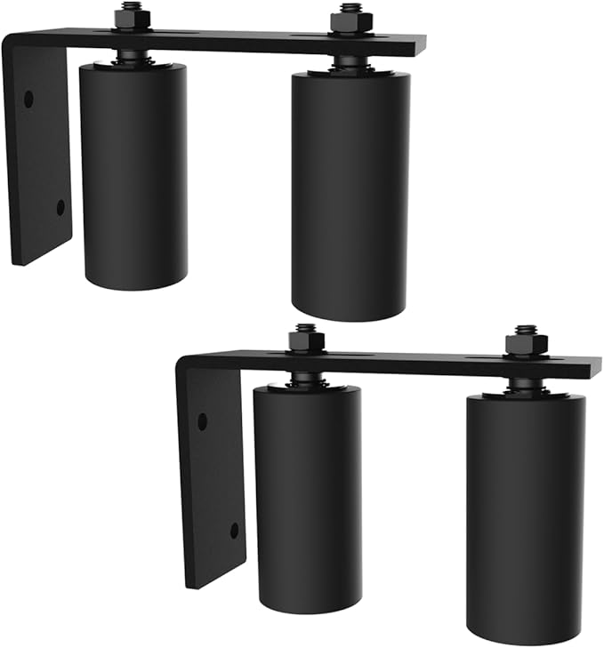 4" Gate Roller Guide with L-Bracket, Universal Adjustable Gate Guide Roller,Sliding Gate Rollers,Heavy Duty Sliding Gate Kit for Door Hardware and Sliding Gates(2Pack-Black)