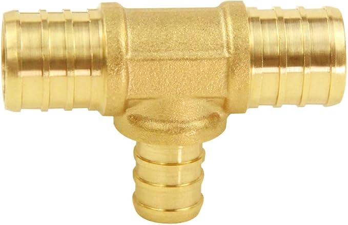 Hooshing 9PCS 3/4" X 3/4" X 1/2" Pex Reducing Tee Solid Brass Crimp Plumbing Fittings for Pex Pipe Hose
