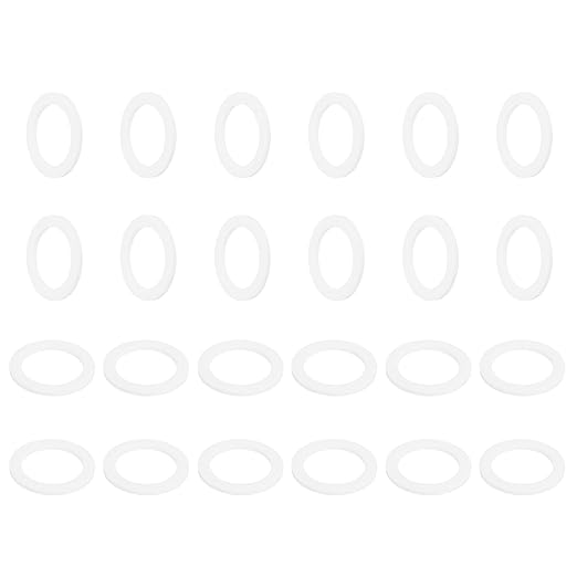 MECCANIXITY PTFE Flat Washers, 24Pack 35mm OD 25mm ID 2mm Thick Sealing Spacer Gasket Ring for Faucet Pipe Hose Bolt Machinery, White