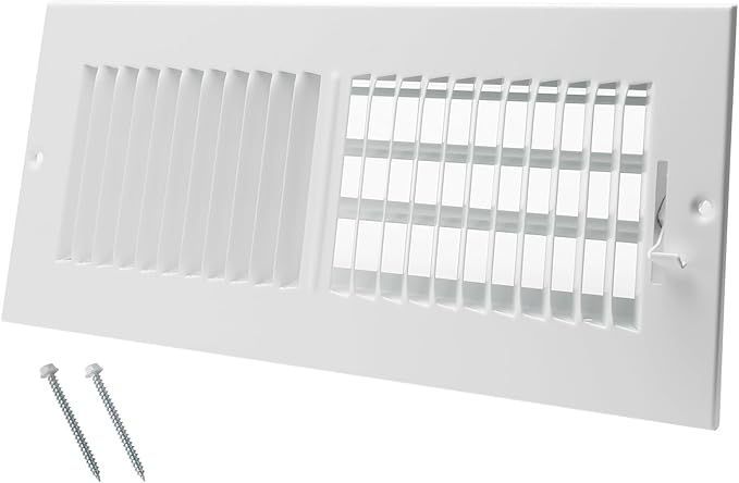 12 x 4 Inch [Duct Opening] Air Vent Covers for Wall or Ceiling - High Airflow 2 Way Steel Ventilation - Adjustable Wall/Ceiling Register, 13-3/4 Inch x 5-3/4 Inch [Overall Dimensions]