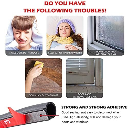 39.4 Ft CloudBuyer Weather Stripping Door Seal Strip for Door Frame, Self-Adhesive Door Seals Weather Stripping, Gap Protection (5/16-11/20 inch) for Doors & Windows