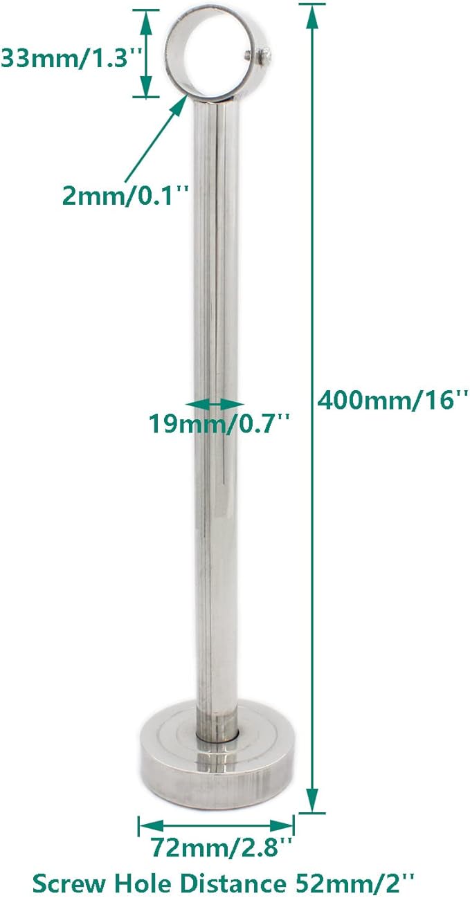 2Pcs Ceiling Mount Curtain Rod Holder, Flange Ceiling Mount Bracket with Stainless Steel Shower Curtain Rod Socket