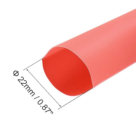 uxcell Heat Shrink Tubing, 22mm Dia 37mm Flat Width 2:1 Rate Shrinkable Tube Cable Sleeve 1m - Red