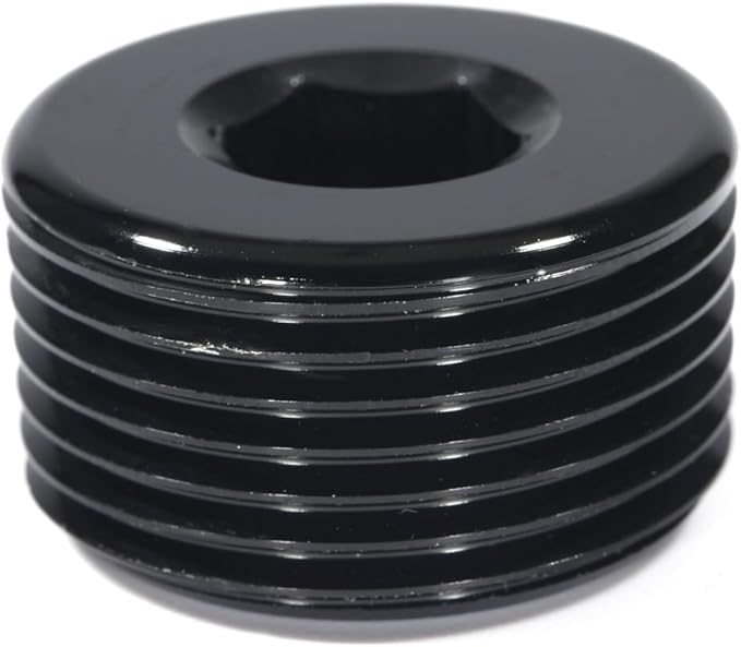 3/4 NPT Male Thread Allen Head Socket Pipe Plug Fitting Aluminum Black（2pcs）