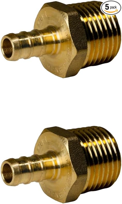 XFITTING 3/8 inch Pex x 1/2 inch Male NPT Adapter, 24-4-8=5X, 5 Pieces