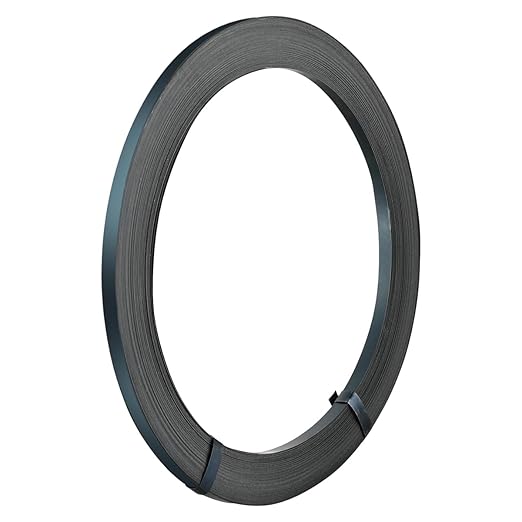 Steel Strapping Coil 1/2” Wide, 300 ft(Long) x 0.02", Black Packaging Steel Strapping Roll, 1500 lbs Break Strength, Tensile Strength for Heavy Loads, Pallet Strapping