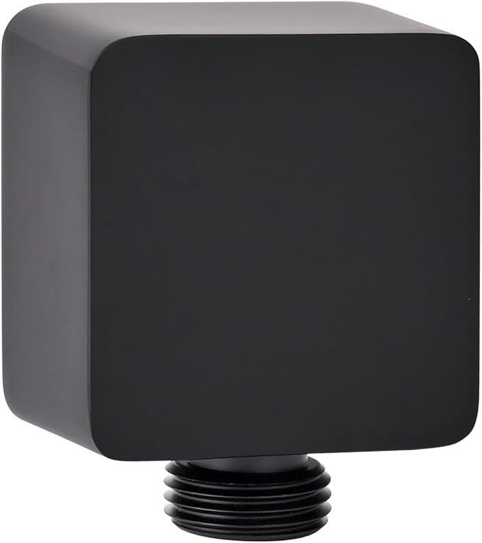 Wall Supply Elbow, Wall Elbow for Hand Held Shower, Solid Brass Square Wall Mount Supply Elbow in Matte Black, JB-022MB