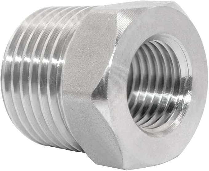 Joywayus Hex Head 1/2 NPT Male × 1/4 NPT Female Bushing Reducer Pipe Fitting Stainless Steel (Pack of 2)
