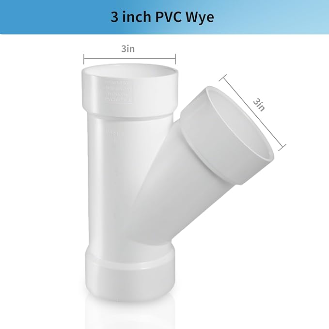 LESSO 3" PVC Pipe Fitting, Deep WYE DWV, 3 inch PVC DWV Fitting High Flow Capacity White for Plumbing and Pool Systems, SCH40 (1 Unit Piece)