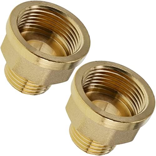 2 Pack Brass Pipe Fittings, 1/2" to 3/4" Pipe Reducer Adapter Coupler, 1/2" NPT Male Pipe x 3/4" NPT Female Pipe Fitting