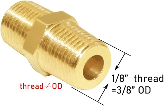 Joywayus Brass Pipe Fitting Hex Nipple Equal 5Pcs 1/8"NPT Male + 5Pcs 1/8"NPT Female Air Fuel Water (Pack of 10)