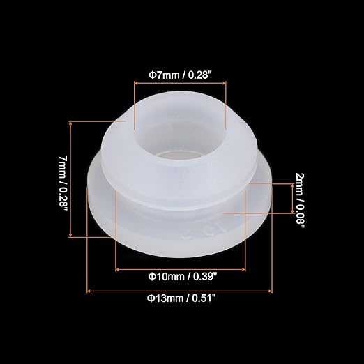 MECCANIXITY 20Pcs Snap Rubber Grommet Plug Mount Dia 10mm ID 7mm Narrow Groove Width 2mm Seal Anti-Scratch for Electrical Box Cable Pipes Transparent