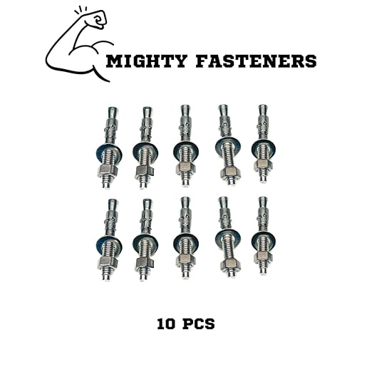 Wedge Anchors – Heavy-Duty 304 Stainless Steel Expansion Bolts for Concrete & Masonry, Rust-Resistant & Durable - 3/8" X 2-3/4" - 10 Pack
