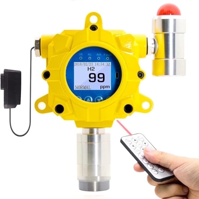 Hydrogen Gas Detector for Battery Room Monitoring by Forensics | Wall Mount Continuous Monitoring | USA NIST traceable Calibration | Adjustable Alarms | Relay Output | 0-1000 ppm |
