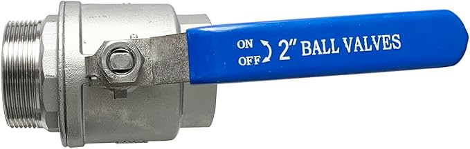 2" Male to Female Thread Full Port Ball Valves NPT 304 Stainless Steel for Water Oil Gas WOG1000 (Pack of 2)