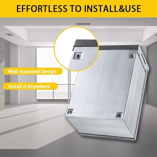 MJ-Box Steel Electrical Enclosure Box 12 x 12 x 8'' 304 Stainless Steel Electrical Enclosure IP66 Waterproof & Dustproof Outdoor/Indoor NEMA 4X Stainless Steel Enclosure