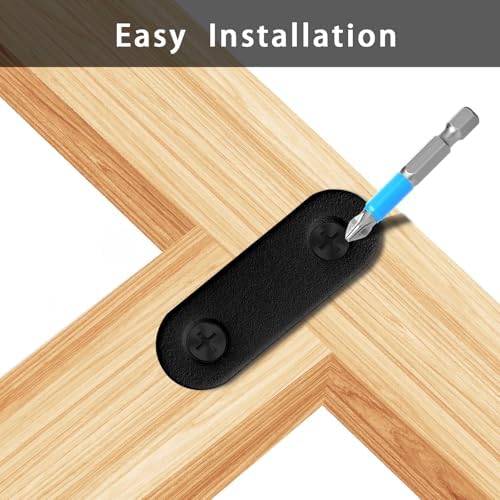 12 Pcs Mending Plate, 1.81 x 0.6 inch Stainless Steel Flat Plates with Holes, Straight Metal Mounting Braces Brackets Kit for Furniture, Wood Joint Connector (Black, 1.81 inch)