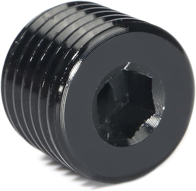 1/4 NPT Male Thread Allen Head Socket Pipe Plug Fitting Aluminum Black（2pcs）