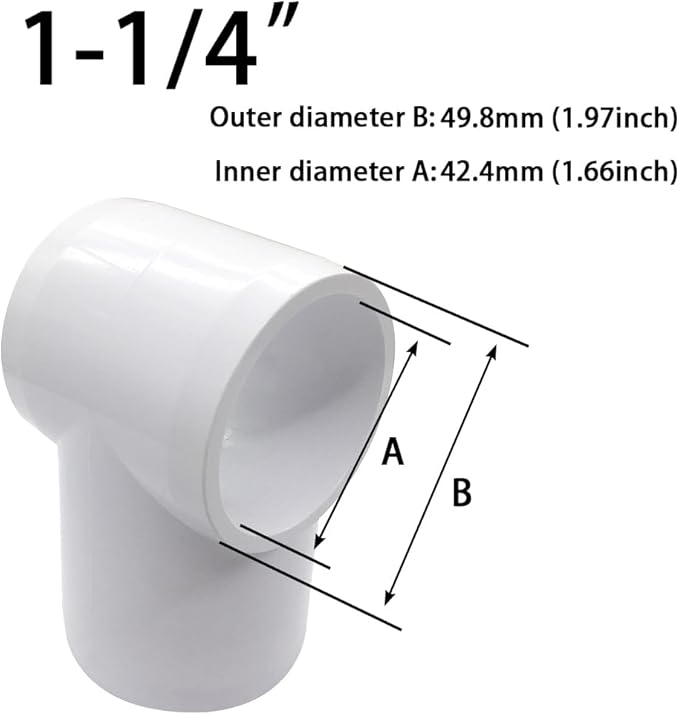 1-1/4" Slip Tee PVC Fitting, Furniture Grade PVC DIY Connector for Building Furniture Greenhouse Shed Pipe Fittings Tent Connection (Pack of 8)