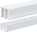 Landical 1 Set 4 Ft Long Metal Sliding Door Track Set for 1/8" Thick Panels Glass Cabinet Door Hardware System Window Sliding Track Quick Easy Installation (White)