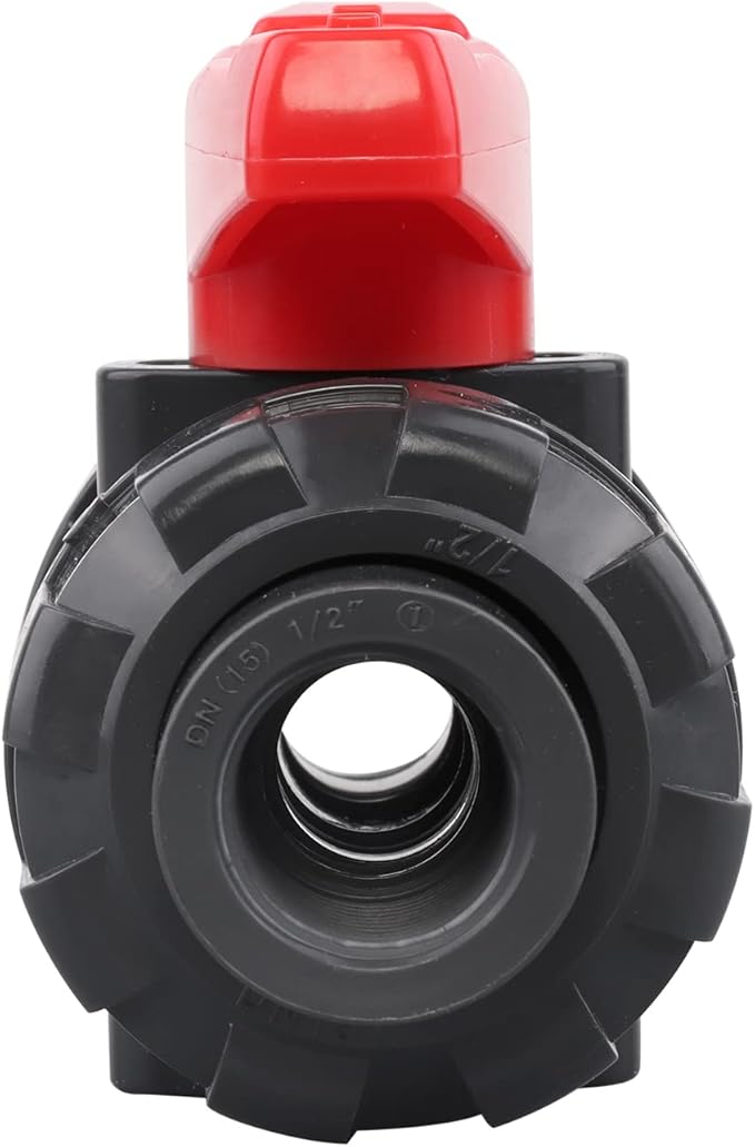 DERNORD PVC True Union Ball Valve NPT Threaded with Full Port, EPDM O-Rings, and Reversible PTFE Seats, Rated at 200 PSI (1/2 Inch NPT Threaded)