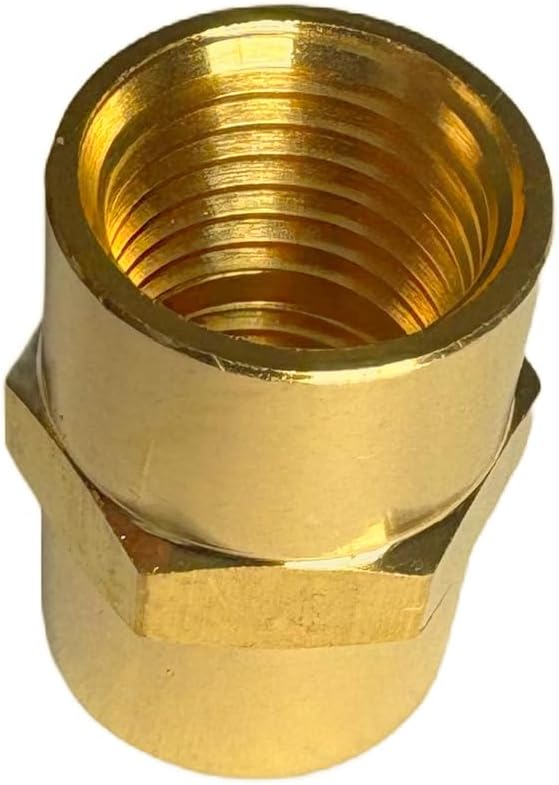 1/4" Female Threaded Hex Nipple Brass Coupling NPT Pipe Fitting Pipe Adapter Straight Connectors for Air, Gas, Oil, Fuel, Propane Pack of 2