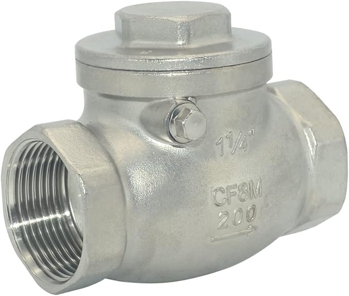 1-1/4" Stainless Steel SS316 Swing Check Valve,NPT Female x Female Thread,WOG 200 PSI PN16 CF8M